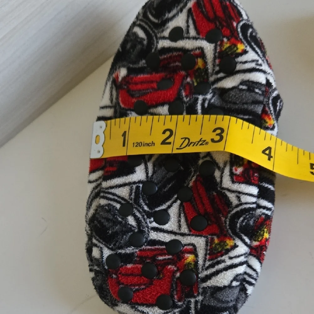 Kids Plush Slip-On Slippers with Red Car Print